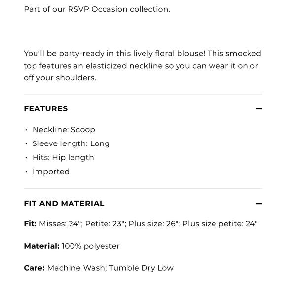 Talbots RSVP Smocked blouse rose garden size large - Picture 4 of 8